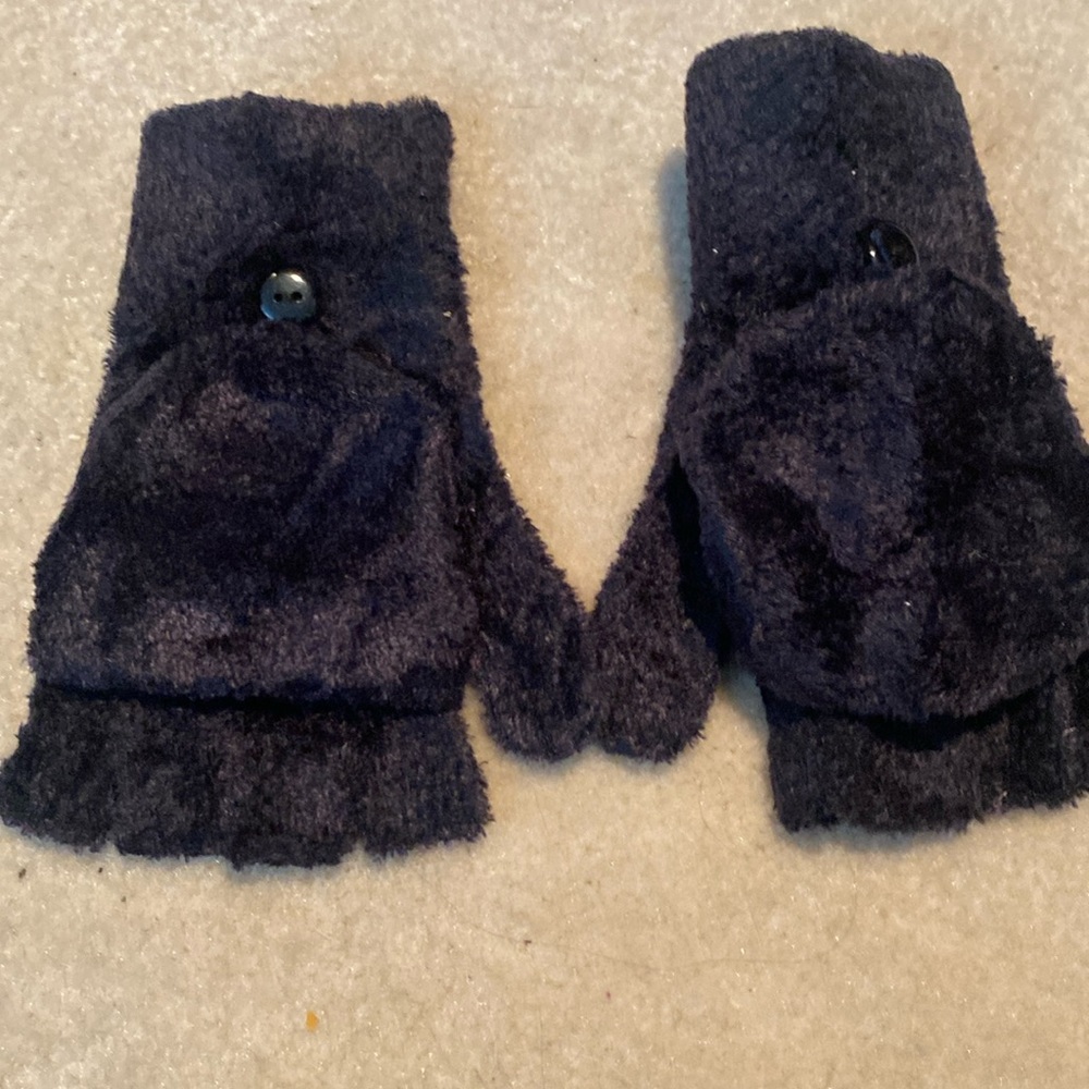 NWOT & Vintage Black Chenille Convertible Gloves/Mittens